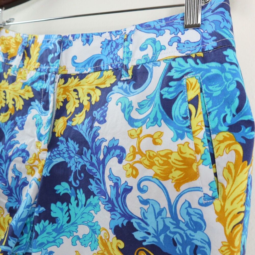 Vintage Cache Size 10 Baroque Fleur Print Shorts Floral Blue Yellow - Picture 3 of 10